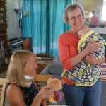 hanging out with Aunt Melanie, Grandma, and Honey Bear